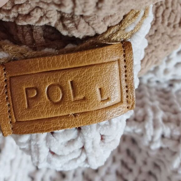 POL Chunky Knit Sz L Colorblock Sage Green Chenille Oversized Cowl Neck Sweater - Picture 7 of 11